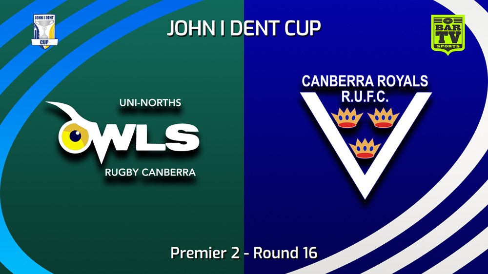 230729-John I Dent (ACT) Round 16 - Premier 2 - UNI-North Owls v Canberra Royals Slate Image