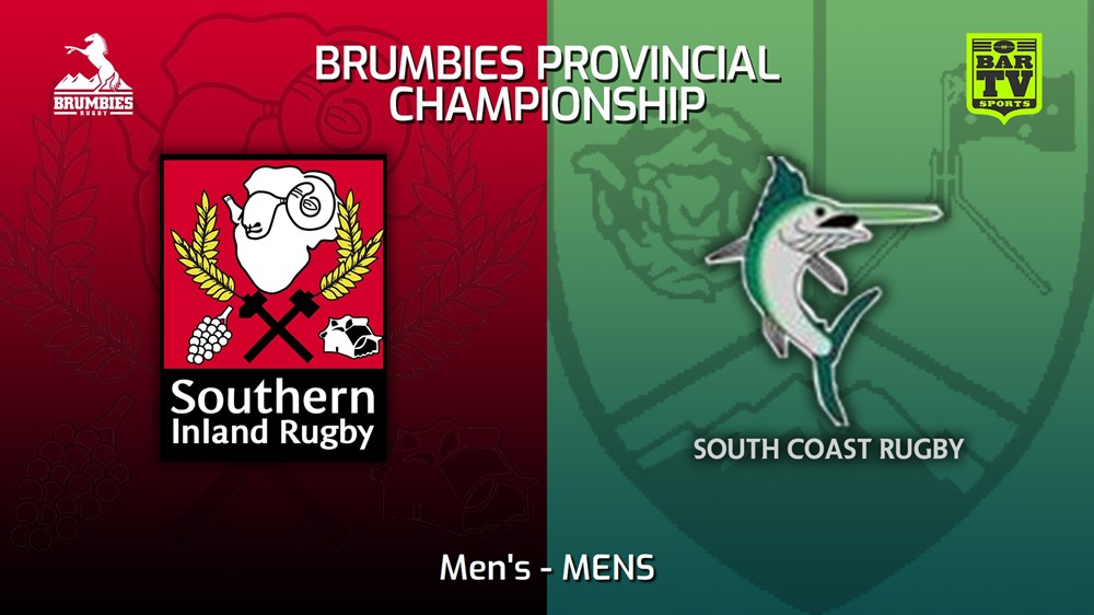 230610-Brumbies Prov Champs MENS - Men's - Southern Inland v South Coast  Minigame Slate Image