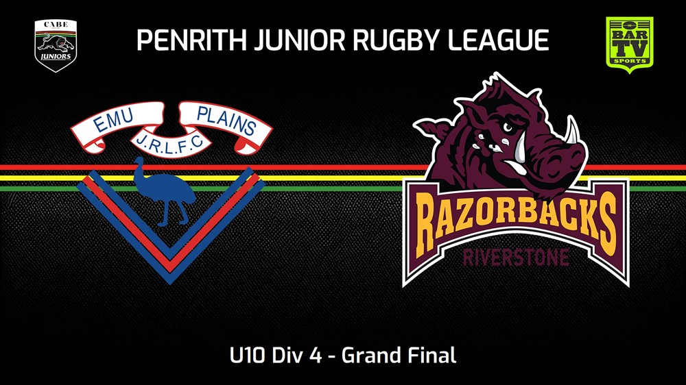 230819-Penrith & District Junior Rugby League Grand Final - U10 Div 4 - Emu Plains RLFC v Riverstone Slate Image