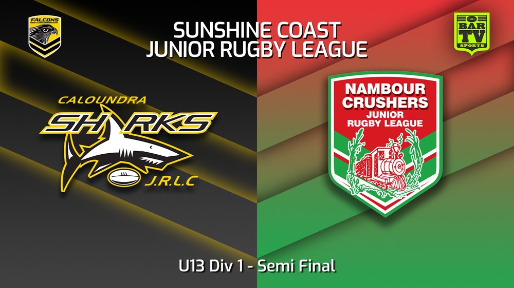 230826-Sunshine Coast Junior Rugby League Semi Final - U13 Div 1 - Caloundra Sharks JRL v Nambour Crushers JRL Slate Image