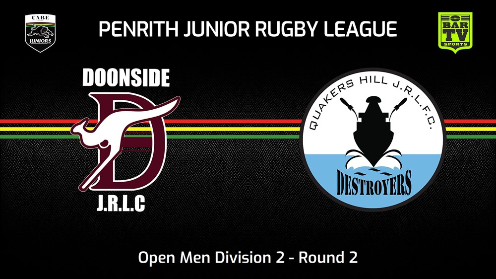 240414-Penrith & District Junior Rugby League Round 2 - Open Men Division 2 - Doonside v Quakers Hill Destroyers Slate Image
