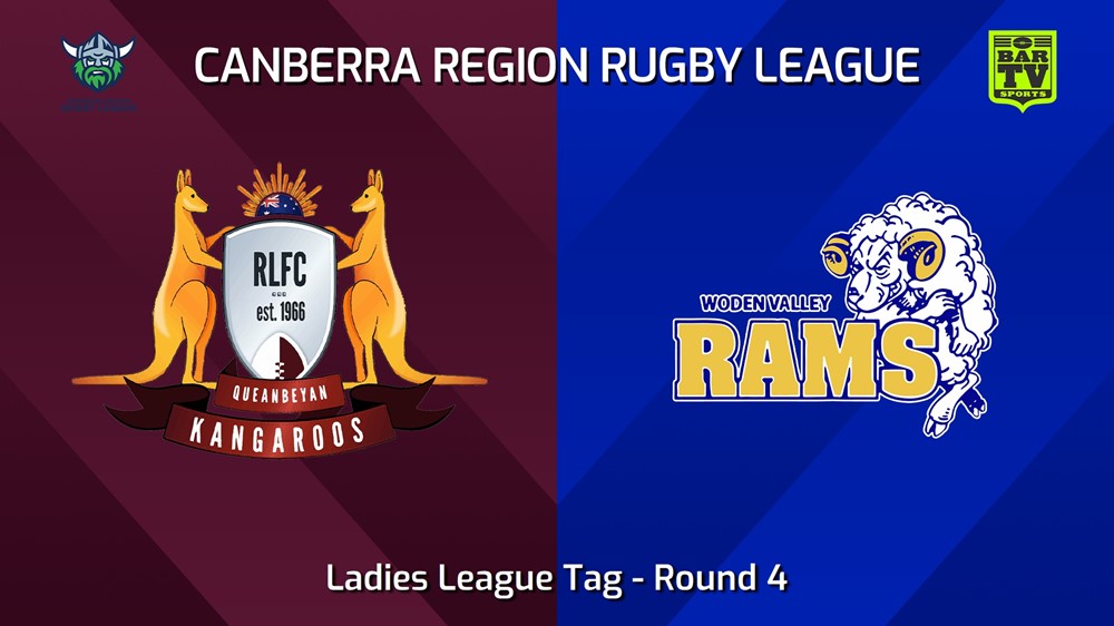 240427-video-Canberra Round 4 - Ladies League Tag - Queanbeyan Kangaroos v Woden Valley Rams Slate Image
