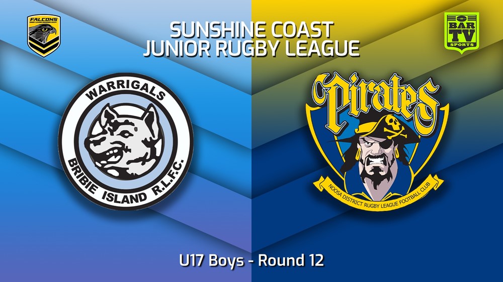 230716-Sunshine Coast Junior Rugby League Round 12 - U17 Boys - Bribie Island Warrigals JRL v Noosa Pirates JRL Slate Image