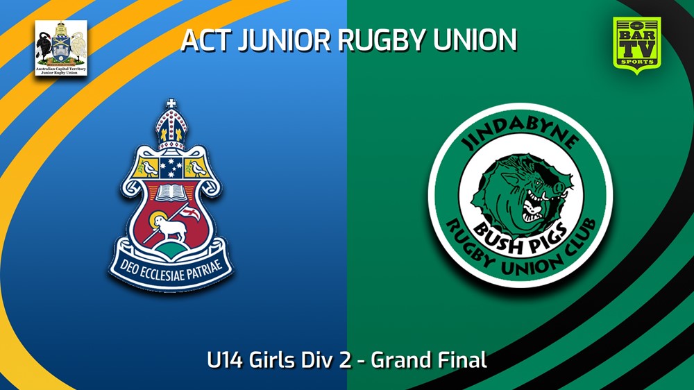230902-ACT Junior Rugby Union Grand Final - U14 Girls Div 2 - Canberra Grammar v Jindabyne Bush Pigs Minigame Slate Image