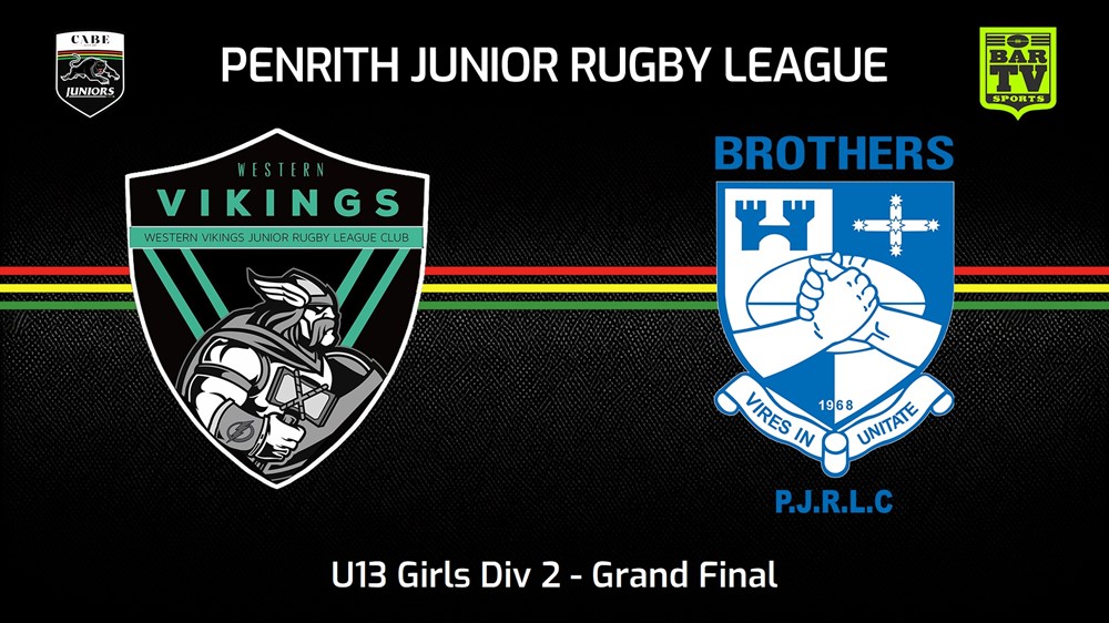 230826-Penrith & District Junior Rugby League Grand Final - U13 Girls Div 2 - Western Vikings v Brothers Slate Image