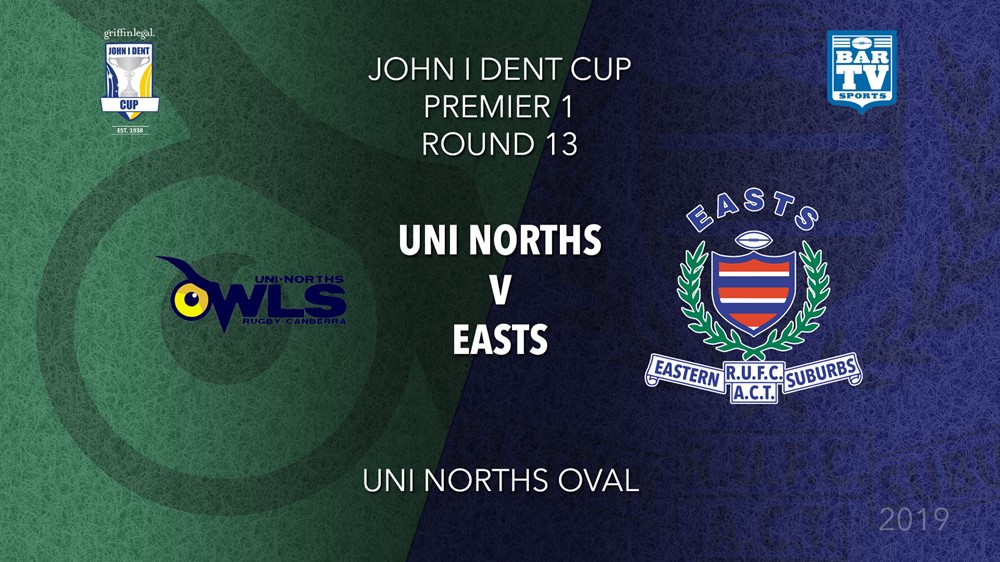 John I Dent Round 13 - Premier 1 - UNI-Norths v Eastern Suburbs Slate Image