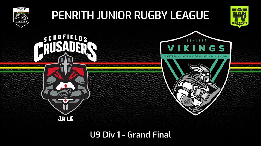 230819-Penrith & District Junior Rugby League Grand Final - U9 Div 1 - Schofields Crusaders v Western Vikings Slate Image