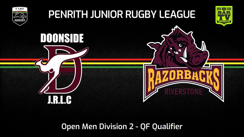 230813-Penrith & District Junior Rugby League QF Qualifier - Open Men Division 2 - Doonside v Riverstone Slate Image