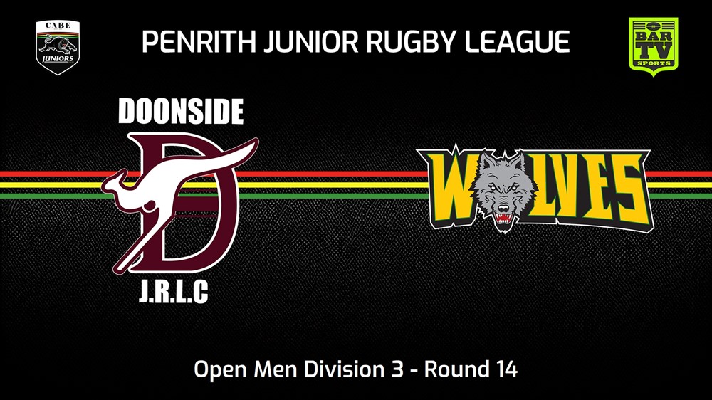 230730-Penrith & District Junior Rugby League Round 14 - Open Men Division 3 - Doonside v Windsor Wolves Slate Image