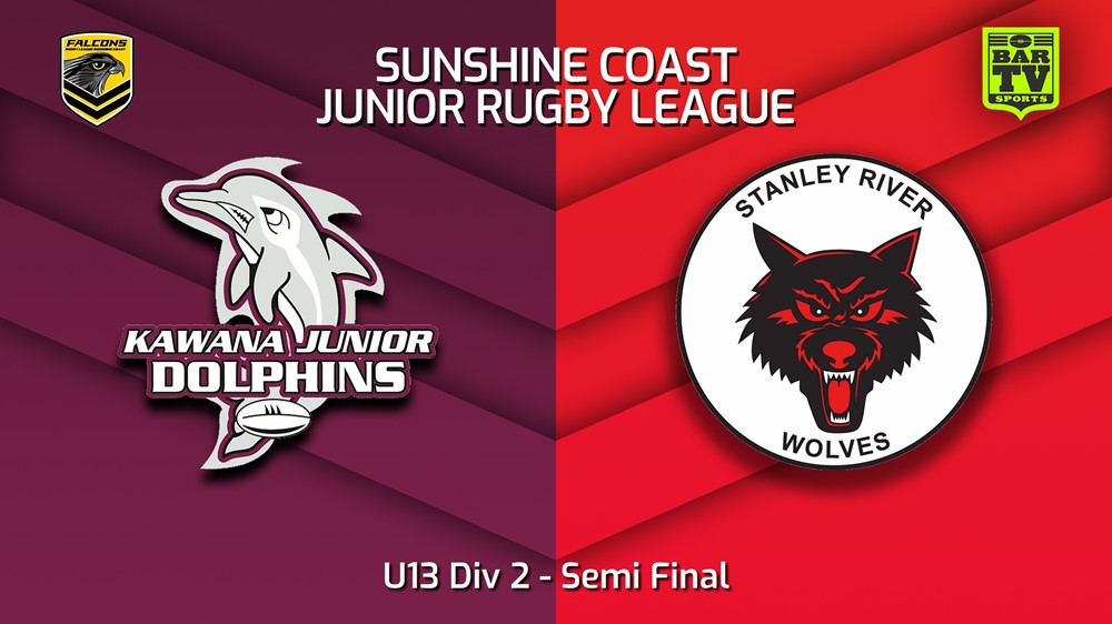 230826-Sunshine Coast Junior Rugby League Semi Final - U13 Div 2 - Kawana Dolphins JRL v Stanley River Wolves JRL Slate Image