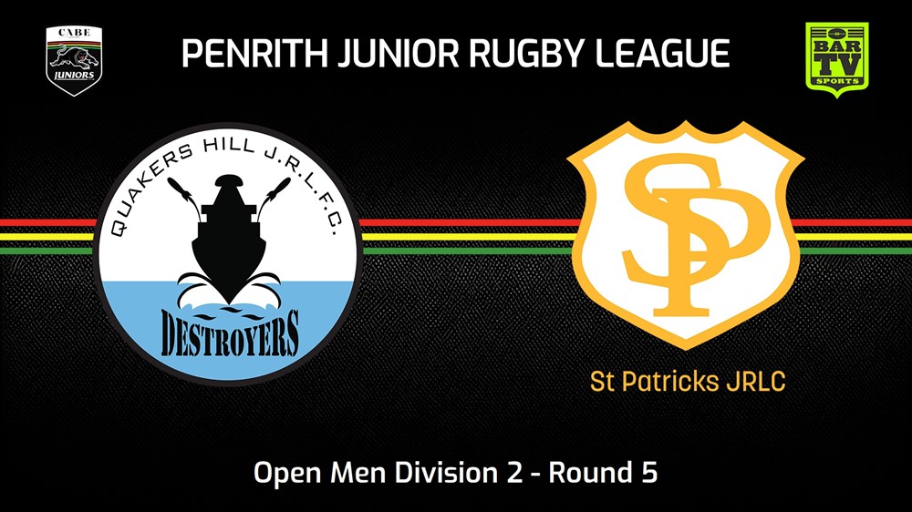 240511-video-Penrith & District Junior Rugby League Round 5 - Open Men Division 2 - Quakers Hill Destroyers v St Patricks Slate Image