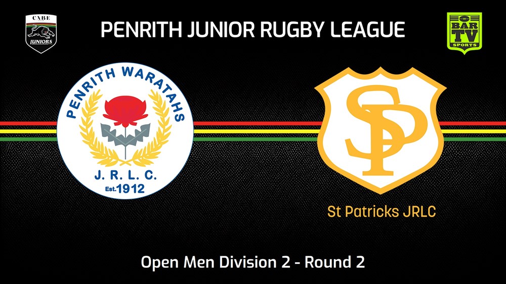 240414-Penrith & District Junior Rugby League Round 2 - Open Men Division 2 - Penrith Waratahs v St Patricks Slate Image