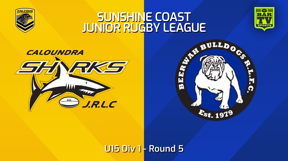 240426-video-Sunshine Coast Junior Rugby League Round 5 - U15 Div 1 - Caloundra Sharks JRL v Beerwah Bulldogs JRL Slate Image