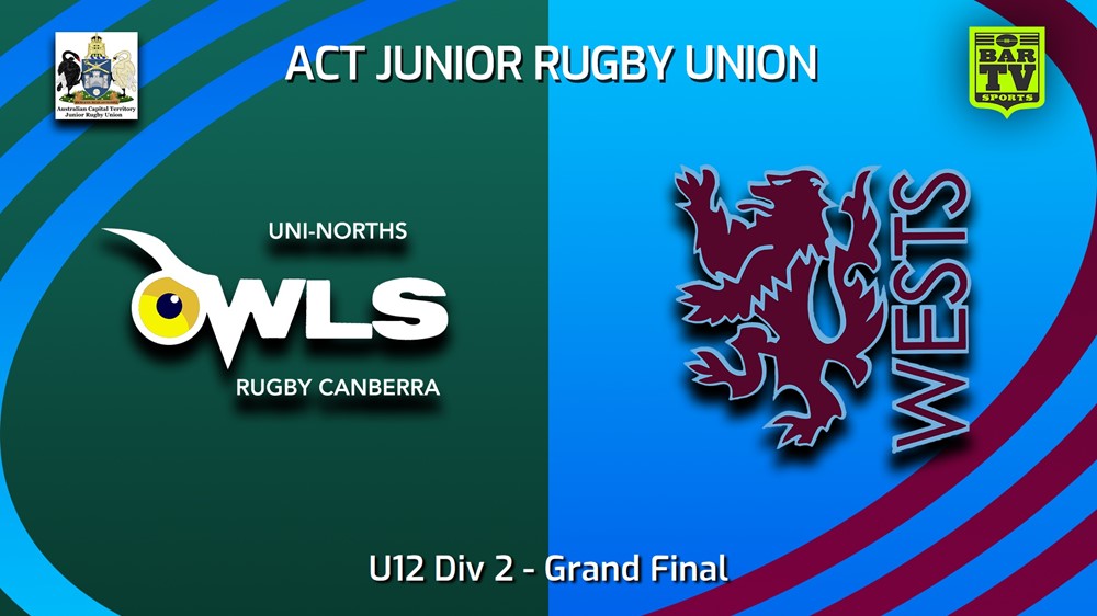 230902-ACT Junior Rugby Union Grand Final - U12 Div 2 - UNI-North Owls v Wests Lions Minigame Slate Image