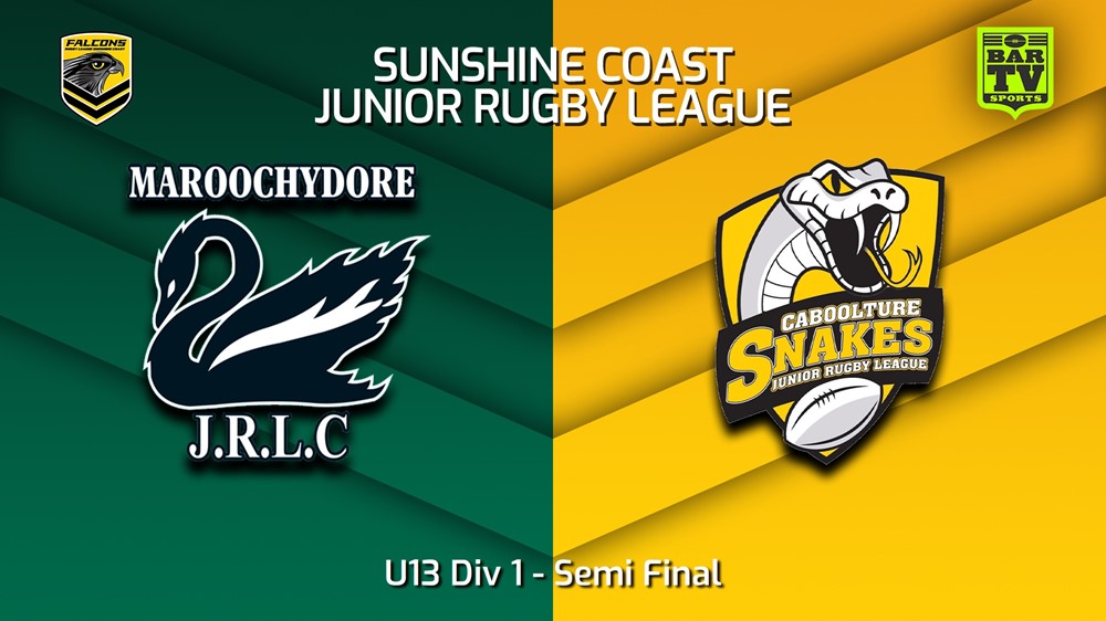 230826-Sunshine Coast Junior Rugby League Semi Final - U13 Div 1 - Maroochydore Swans JRL v Caboolture Snakes JRL Slate Image