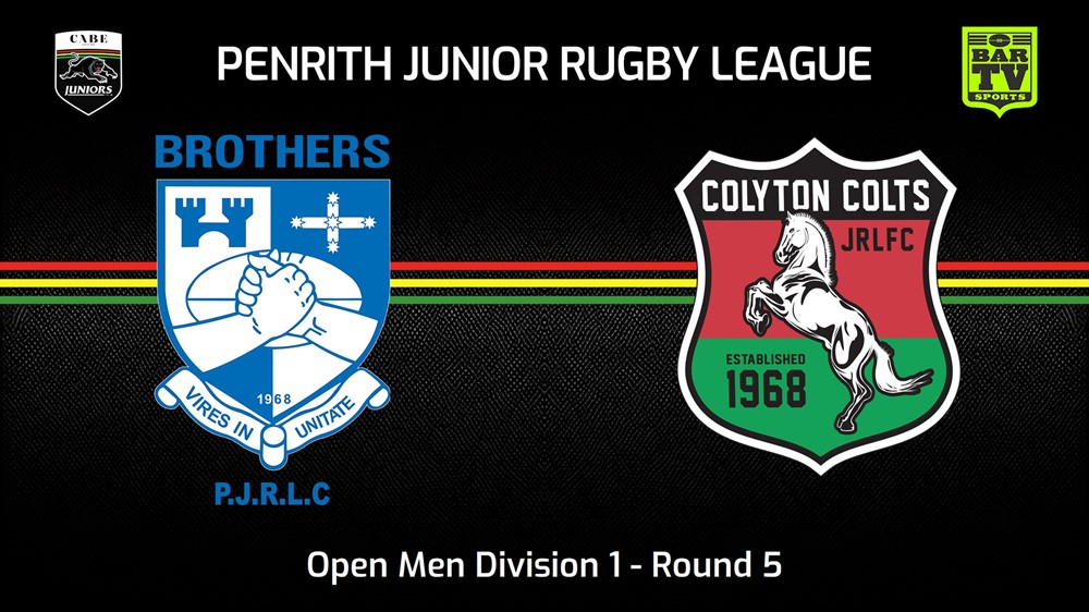 240511-video-Penrith & District Junior Rugby League Round 5 - Open Men Division 1 - Brothers v Colyton Colts Slate Image