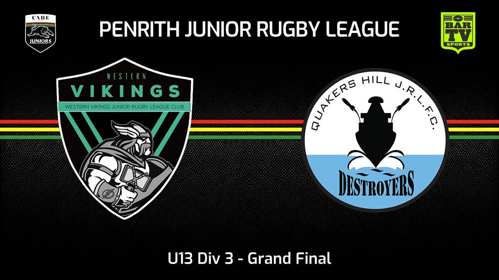 230819-Penrith & District Junior Rugby League Grand Final - U13 Div 3 - Western Vikings v Quakers Hill Destroyers Slate Image