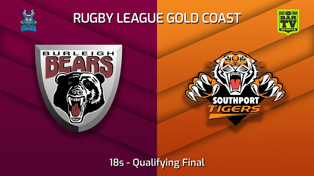 230827-Gold Coast Qualifying Final - 18s - Burleigh Bears v Southport Tigers Slate Image