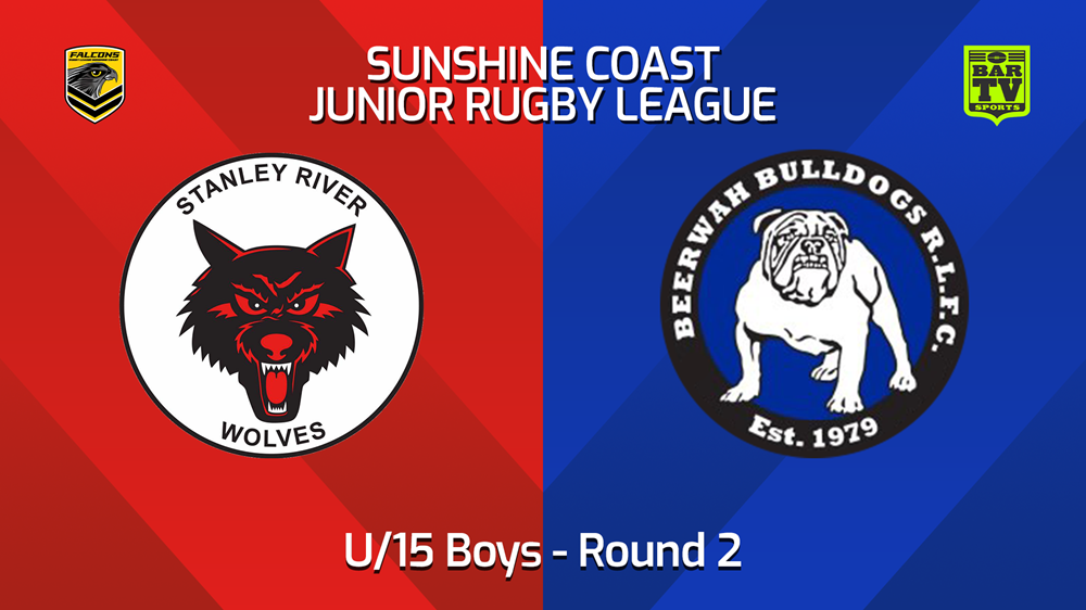 240322-Sunshine Coast Junior Rugby League Round 2 - U15 Div 2 - Stanley River Wolves JRL v Beerwah Bulldogs JRL Slate Image