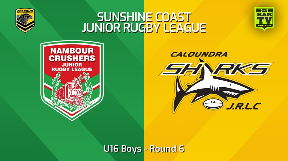 240503-video-Sunshine Coast Junior Rugby League Round 6 - U16 Boys - Nambour Crushers JRL v Caloundra Sharks JRL Minigame Slate Image