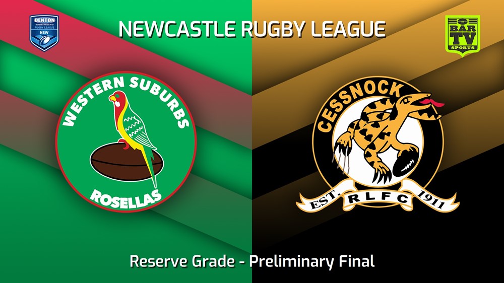 230826-Newcastle RL Preliminary Final - Reserve Grade - Western Suburbs Rosellas v Cessnock Goannas Slate Image