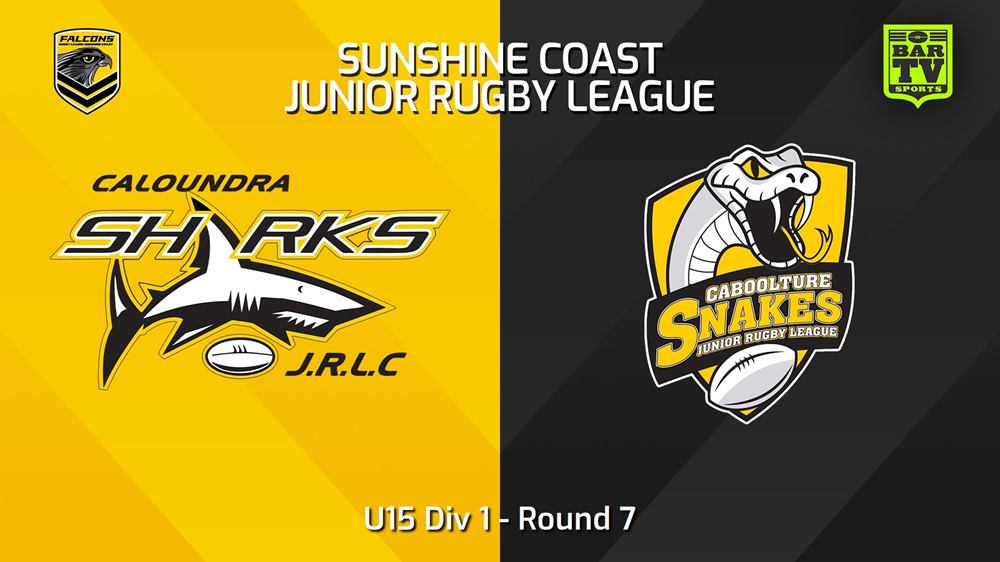 240510-video-Sunshine Coast Junior Rugby League Round 7 - U15 Div 1 - Caloundra Sharks JRL v Caboolture Snakes JRL Slate Image