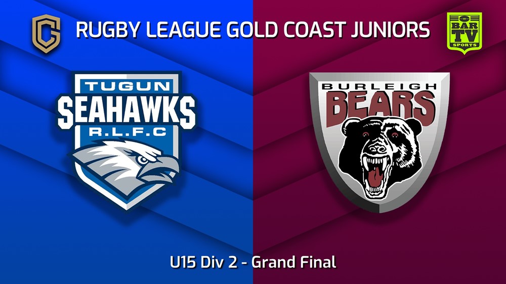 230909-Rugby League Gold Coast Juniors Grand Final - U15 Div 2 - Tugun Seahawks v Burleigh Bears Slate Image