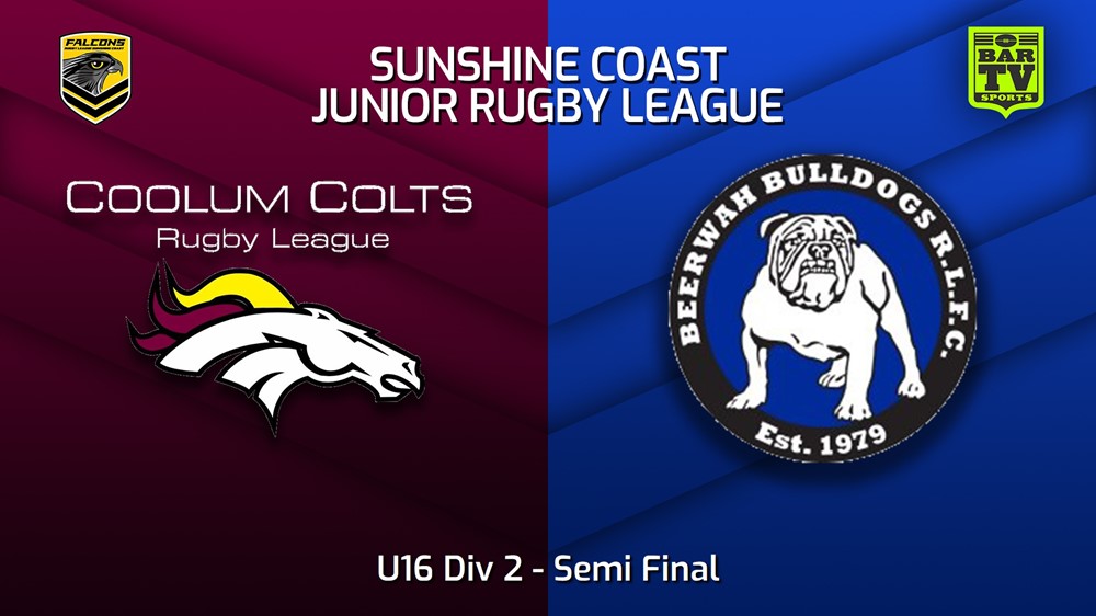 230818-Sunshine Coast Junior Rugby League Semi Final - U16 Div 2 - Coolum Colts JRL v Beerwah Bulldogs JRL Slate Image