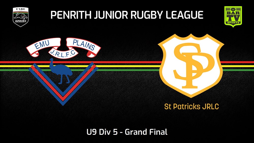 230819-Penrith & District Junior Rugby League Grand Final - U9 Div 5 - Emu Plains RLFC v St Patricks Slate Image