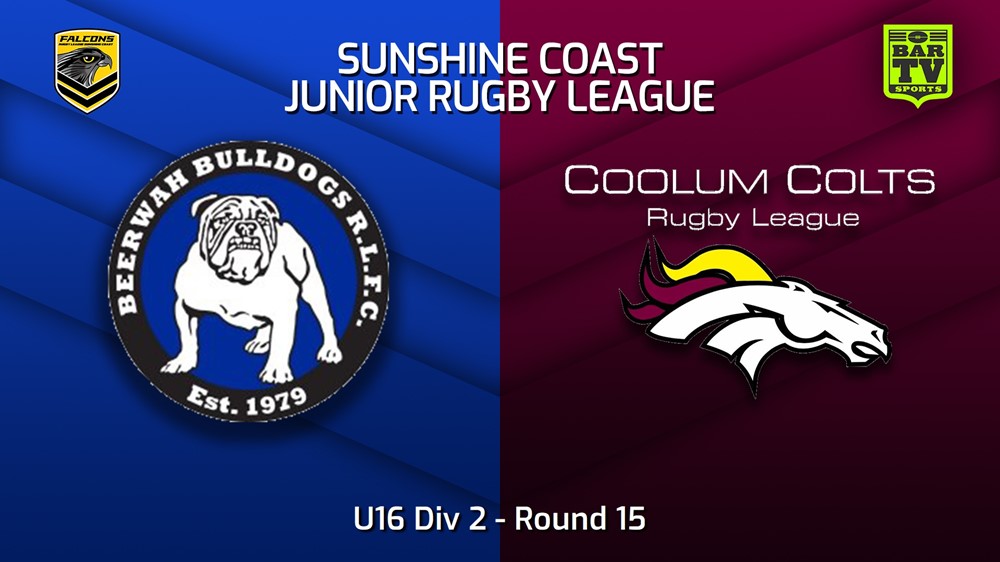 230804-Sunshine Coast Junior Rugby League Round 15 - U16 Div 2 - Beerwah Bulldogs JRL v Coolum Colts JRL Slate Image