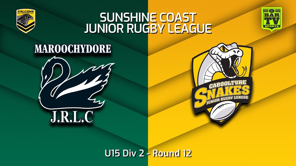 230714-Sunshine Coast Junior Rugby League Round 12 - U15 Div 2 - Maroochydore Swans JRL v Caboolture Snakes JRL Slate Image