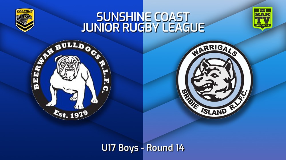 230729-Sunshine Coast Junior Rugby League Round 14 - U17 Boys - Beerwah Bulldogs JRL v Bribie Island Warrigals JRL Slate Image