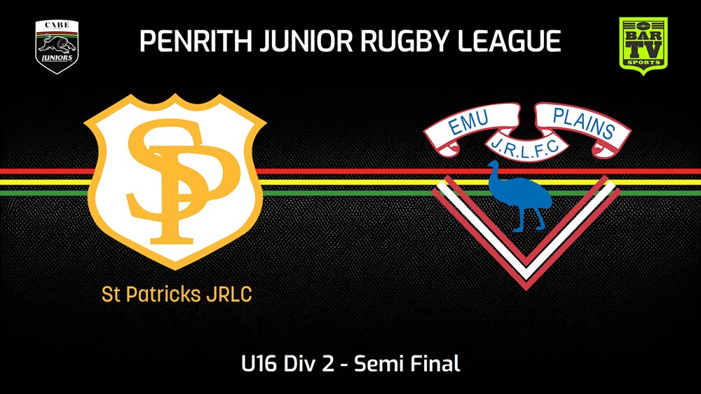 230806-Penrith & District Junior Rugby League Semi Final - U16 Div 2 - St Patricks v Emu Plains RLFC Slate Image