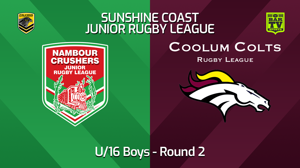 240322-Sunshine Coast Junior Rugby League Round 1 - U16 Boys - Nambour Crushers JRL v Coolum Colts JRL Slate Image