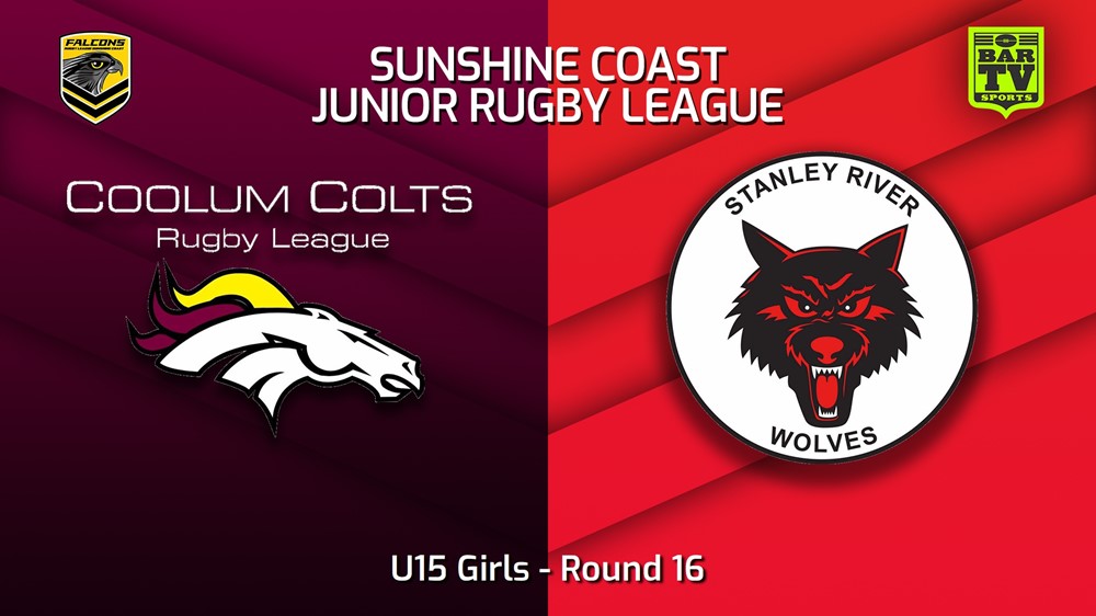 230811-Sunshine Coast Junior Rugby League Round 16 - U15 Girls - Coolum Colts JRL v Stanley River Wolves JRL Slate Image