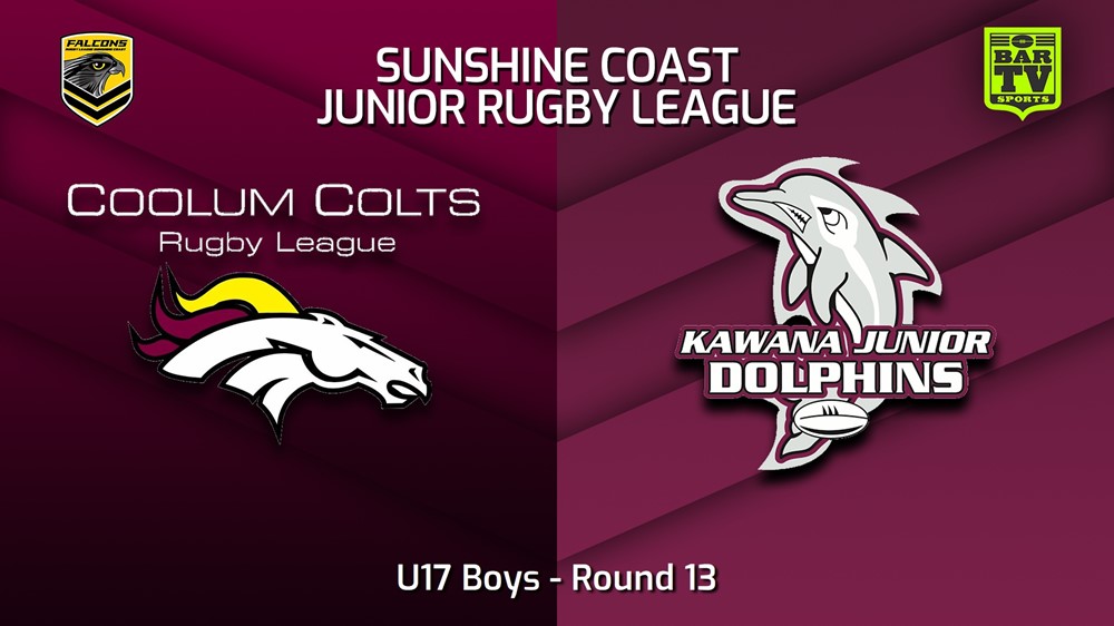 230722-Sunshine Coast Junior Rugby League Round 13 - U17 Boys - Coolum Colts JRL v Kawana Dolphins JRL Slate Image