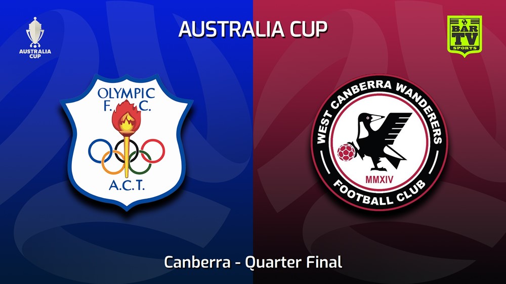 230426-Australia Cup Qualifying Canberra Quarter Final - Canberra Olympic FC v West Canberra Wanderers Slate Image
