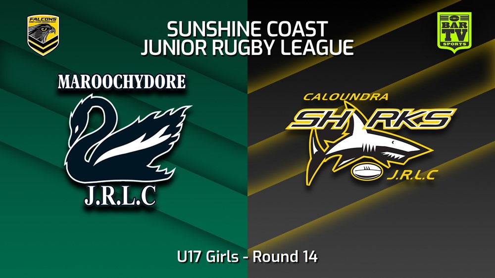 230728-Sunshine Coast Junior Rugby League Round 14 - U17 Girls - Maroochydore Swans JRL v Caloundra Sharks JRL Slate Image