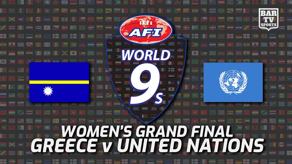 220219-Australian Football International Final - World 9's - Nauru (women's) v United Nations (women's) Slate Image