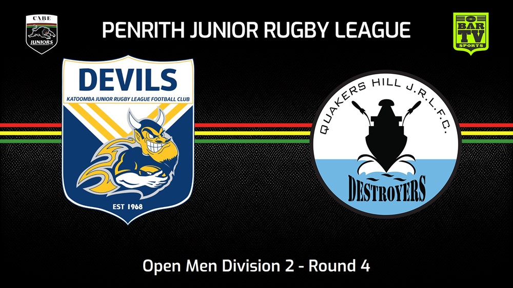240505-video-Penrith & District Junior Rugby League Round 4 - Open Men Division 2 - Katoomba Devils v Quakers Hill Destroyers Slate Image