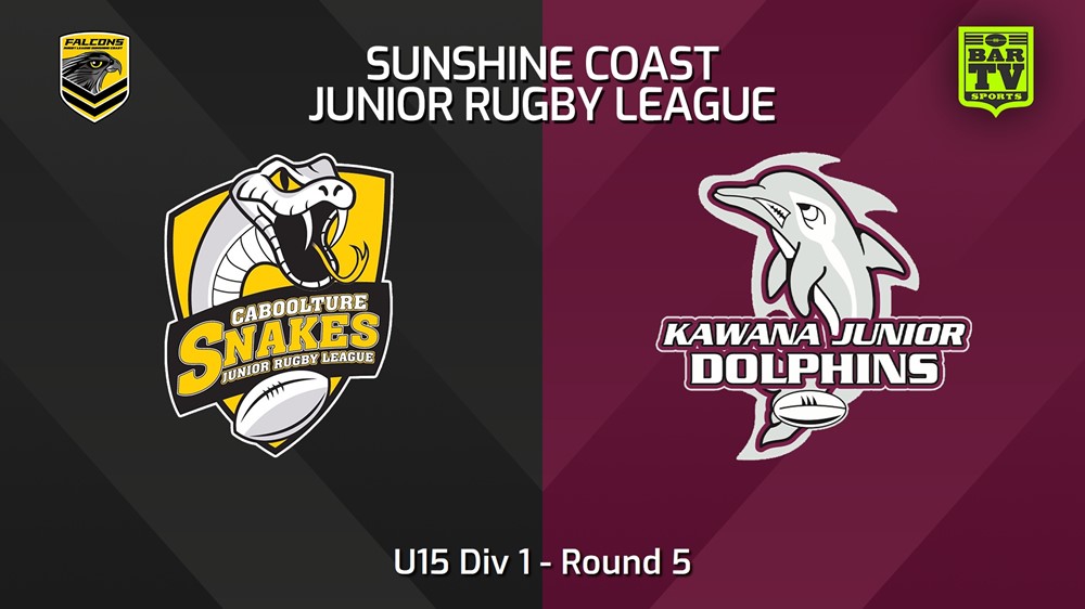 240426-video-Sunshine Coast Junior Rugby League Round 5 - U15 Div 1 - Caboolture Snakes JRL v Kawana Dolphins JRL Slate Image