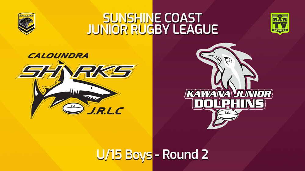 240322-Sunshine Coast Junior Rugby League Round 1 - U15 Div 1 - Caloundra Sharks JRL v Kawana Dolphins JRL Slate Image