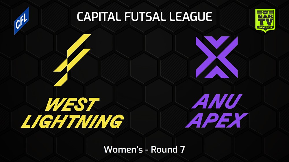 231202-Capital Football Futsal Round 7 - Women's - West Canberra Lightning v ANU Apex Slate Image