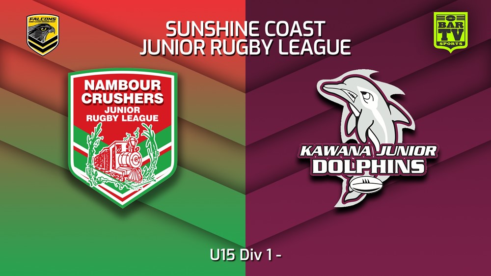 230804-Sunshine Coast Junior Rugby League U15 Div 1 - Nambour Crushers JRL v Kawana Dolphins JRL Slate Image
