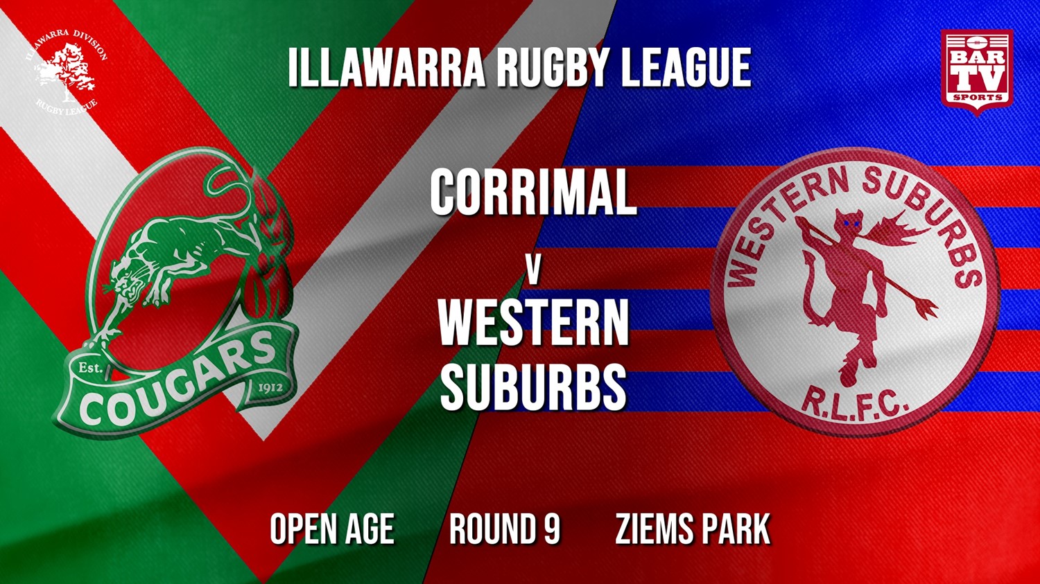 IRL Round 9 - Open Age - Corrimal Cougars v Western Suburbs Devils Minigame Slate Image