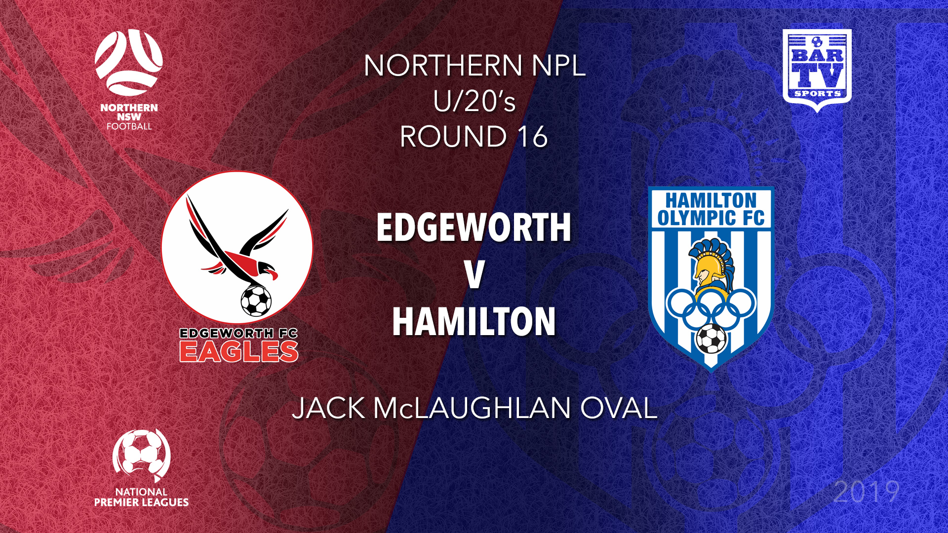 NPL Youth - Northern NSW Round 16 (Replay) - Hamilton Olympic FC U20 v Edgeworth Eagles FC U20 Slate Image