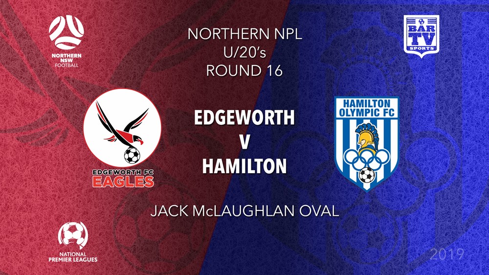 NPL Youth - Northern NSW Round 16 (Replay) - Hamilton Olympic FC U20 v Edgeworth Eagles FC U20 Slate Image