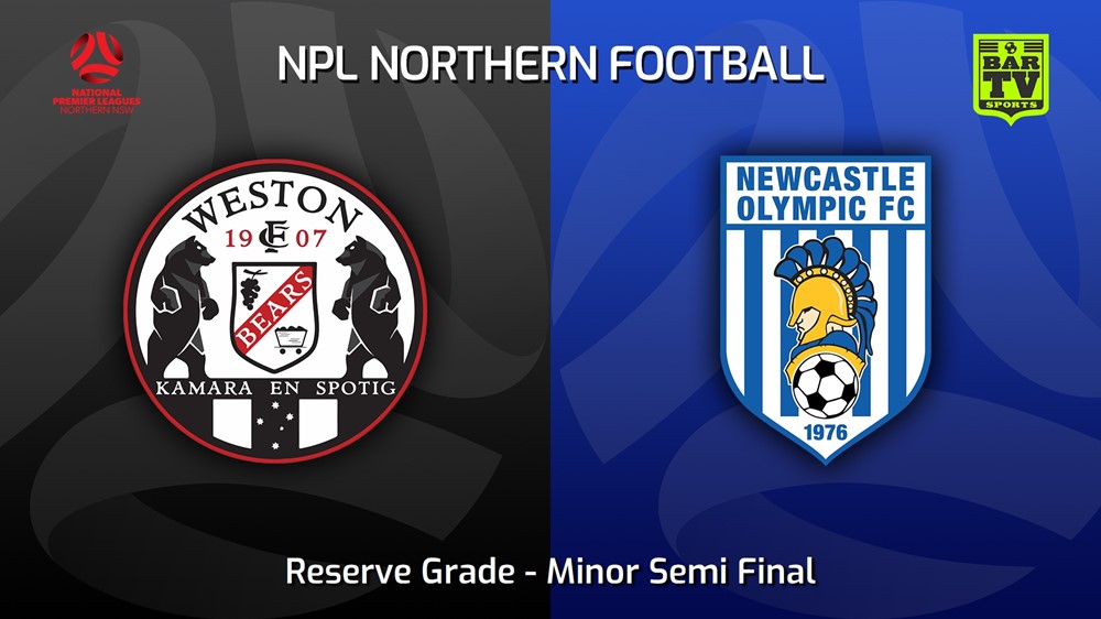230826-NNSW NPLM Res Minor Semi Final - Weston Workers FC Res v Newcastle Olympic Res Slate Image