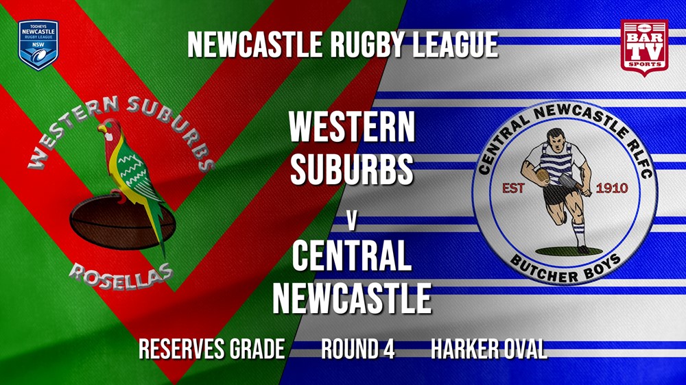 Newcastle Rugby League Round 4 - Reserves Grade - Western Suburbs Rosellas v Central Newcastle Slate Image