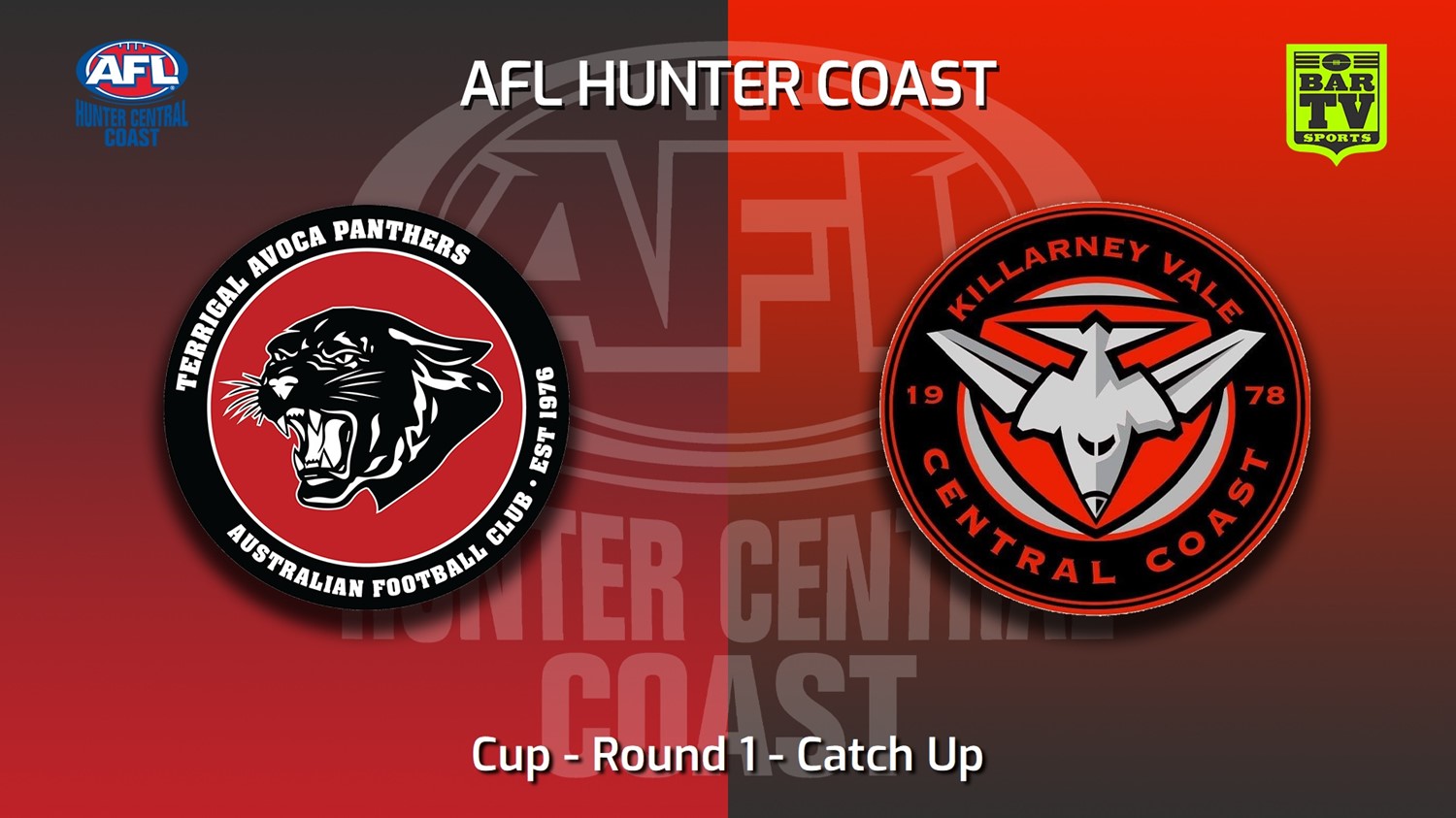 MINI GAME: AFL Hunter Central Coast Round 1 - Catch Up - Cup - Terrigal Avoca Panthers v Killarney Vale Bombers Slate Image